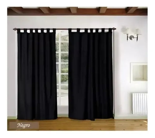 Cortina Tropical Mecanico 2 Paños Listas P/ Colgar 2 X 1,3 M Negro
