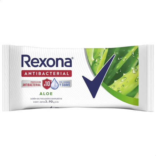 Jabon En Barra Rexona Antibacterial Aloe 3 Un X 90 Gr