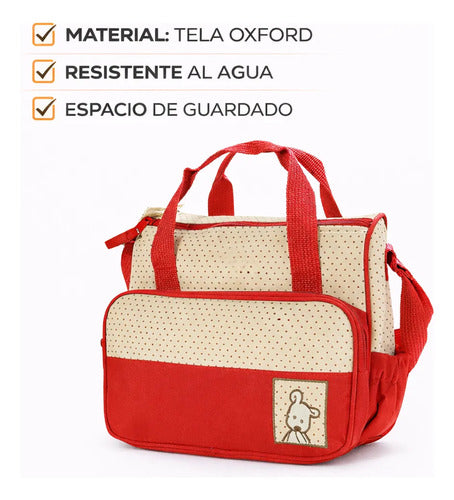 Set Mochila Maternal 5 en 1 con Organizador y Cambiador para Bebé Rojo · 18244 · foto 05