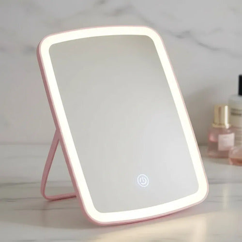 Espejo Rectangular de Maquillaje con Luz LED Táctil Recargable USB Rosa · 17128 · foto 07