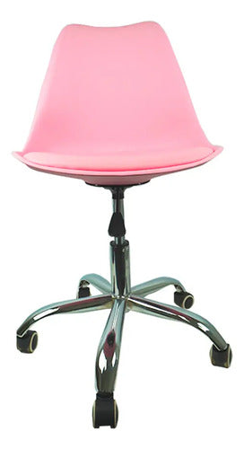 Silla De Escritorio Oficina Tulip Ruedas Giratoria Alpina Color Rosa Material Del Tapizado Cuero Sintético