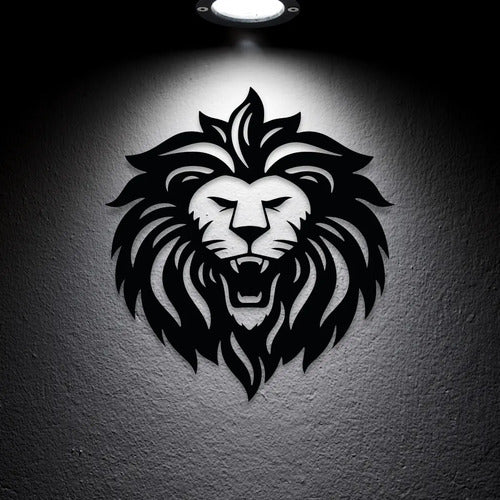 Cuadro Decorativo León Calado Negro 30x30 Cm Negro