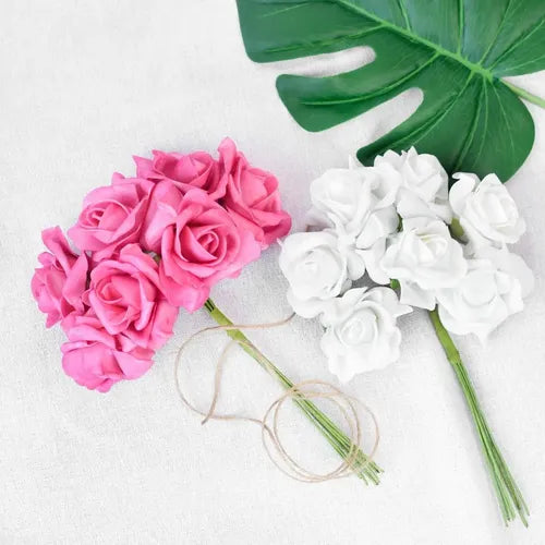 Rosas Artificiales Ramo Elena Vintage Blanco 7 Flores Blanca
