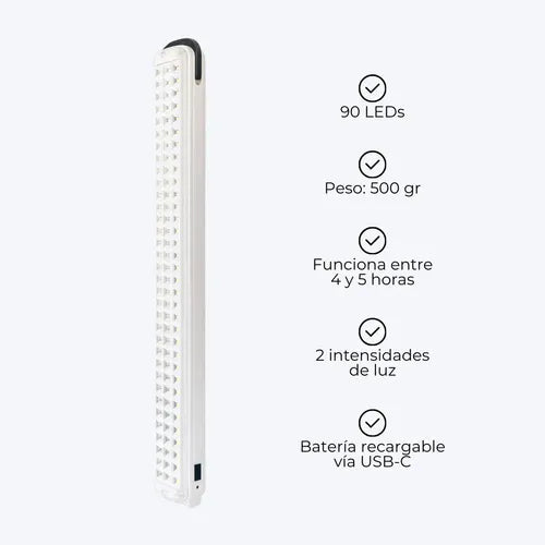Luz Emergencia Oryx Or-90l Led Recargable Usb Blanco