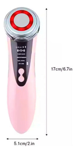 Masajeador Facial Ultrasónico Fototerapia Rejuvenecedor Usb Color Blanco/rosa