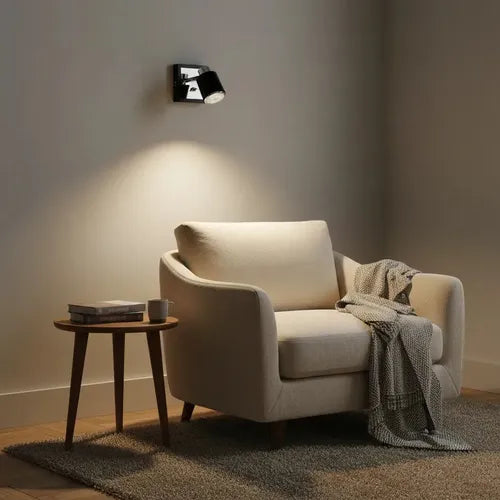 Aplique Pared Candil Negro Con Interruptor Gu10 Led Interior