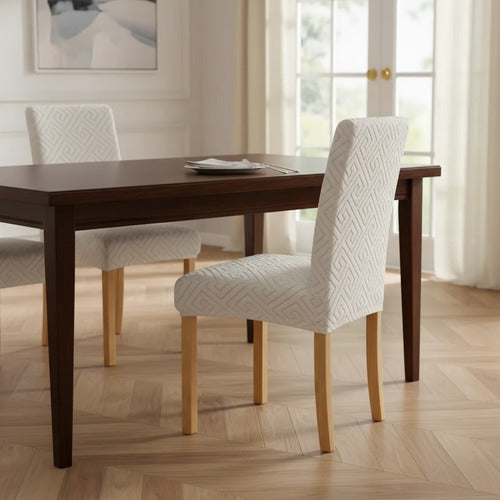 Funda Silla City Blanco Geométrico 6p Natural Rayas