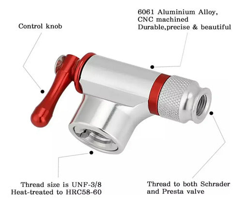 Inflador de CO2 Prostar para Bicicleta Presta y Schrader Rojo · 16902 · foto 07