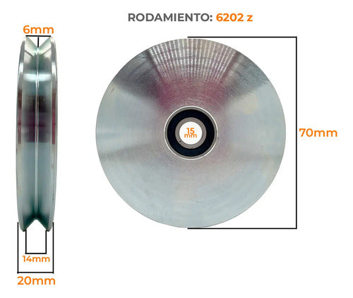 Rueda Portón Ducasse Inomax 70mm Acero