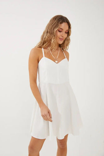 Vestido Corto De Lino Corte Corazon Verano Volado Rimmel