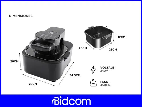 Freidora De Aire Caliente Gadnic Cocción 360 Tapa Con Visor Negro