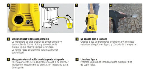 Hidrolavadora Eléctrica Kärcher Home & Garden K2 Basic Black 19943220 Amarillo De 1.4kw Con 110bar De Presión Máxima - 50hz/60hz 50 Hz/60 Hz
