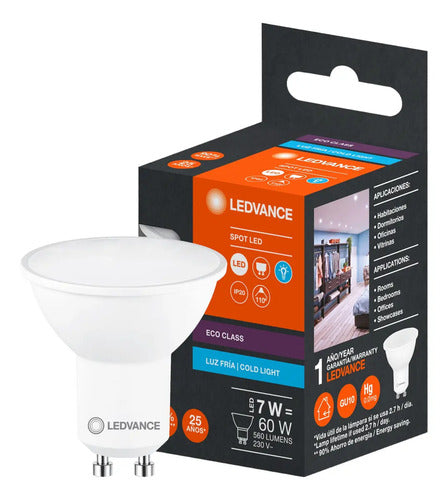Lampara Dicroica Led 7w Luz Fria Gu10 110º Ledvance E A Frío