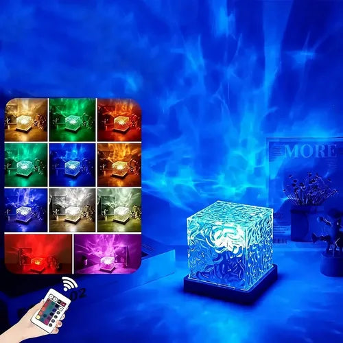 Velador Luz Lampara Aurora Boreal Oceano Yoga C/ Control Usb Lampara