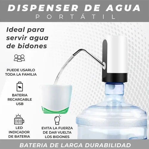 Dispenser de Agua Portátil Ideal Bomba de Bidones Usb Color Blanco · 18626 · foto 02