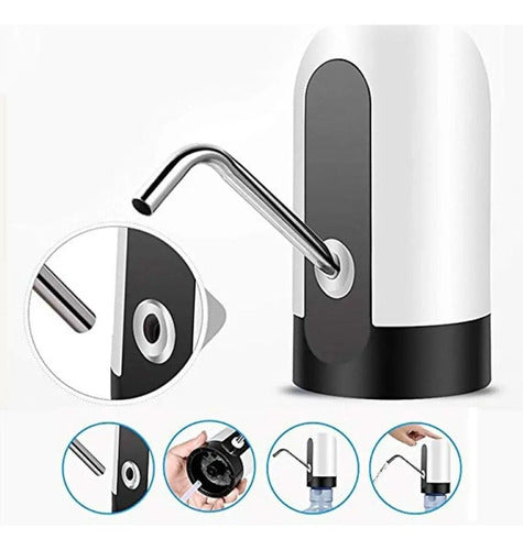 Dispenser Genérica Bomba De Agua Bidon Automatico Recargable Usb Color Negro