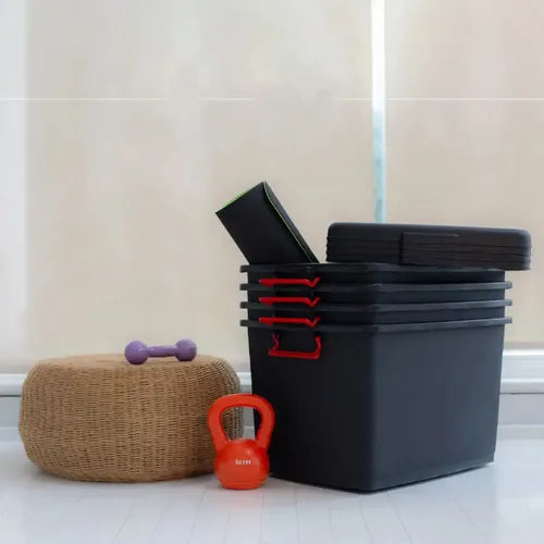 Caja Organizadora Heavy Box Apilable Reforzada Negra X4 Negro Liso · 2560 · foto 05