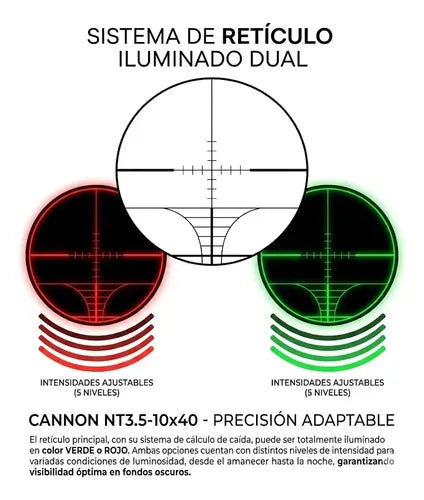 Mira Telescópica Cannon 4-16x50 con Retículo Iluminado y Montaje · 16803 · foto 02