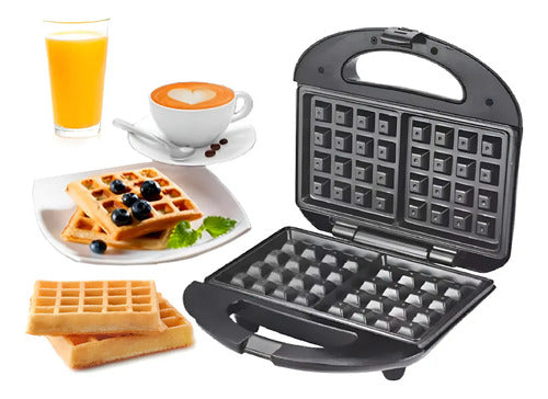 Waflera Electrica Antiadherente Teflon Metalica Wafles Cocin
