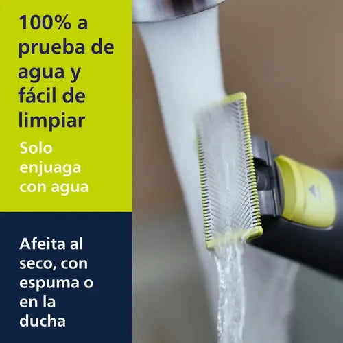 Afeitadora Philips Oneblade Pro Qp6532/10 - Peine Ajustable Con 12 Longitudes, 90 Min De Uso Continuo Y 100% A De Agua - No Irrita Negro