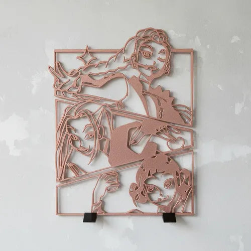 Kpop Rumi Zoey Mira Souvenirs + Soporte Arte Rosa Perlado