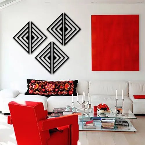 Cuadro Madera Calado 6 Triangulos Moderno Living Decorativo