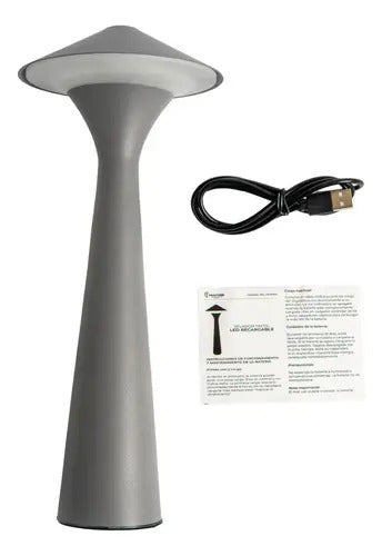Velador Led Táctil Practiled Dimerizable Usb Metal Gris Recargable