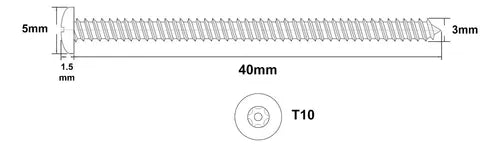 Tornillo Torx Tamper 3x40 Acero Inoxidab