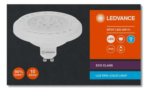 Lámpara Led Ar111 Ledvance 12w 38 Gu10 Luz Fría Blanco Frío