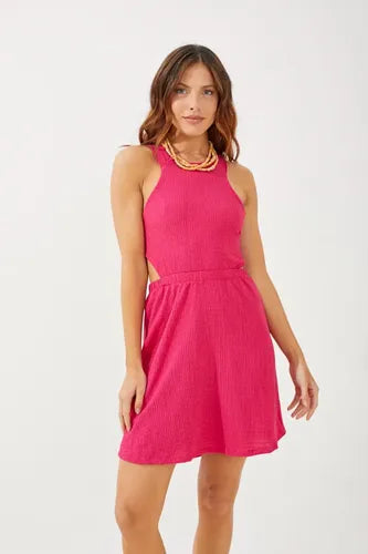 Vestido Corto Sin Mangas Mujer Catalina Rayón Rimmel Fucsia