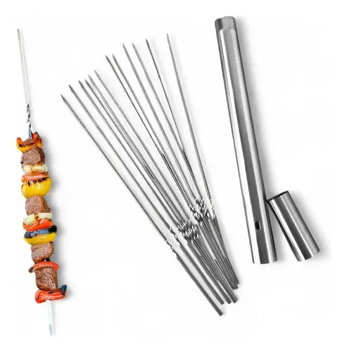 12 Pinchos Brochette Acero Reutilizable