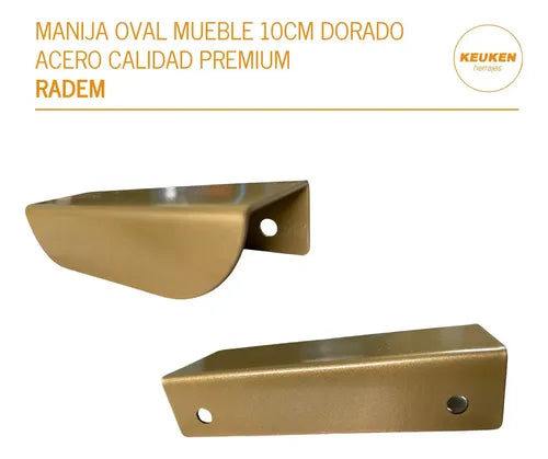 Manija Oval Radem 10cm Acero Dorado Mate Puertas Cajones Muebles Dorado Oscuro