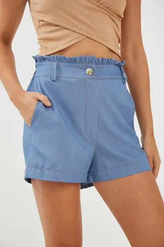 Short Tiro Alto Recto Elastico Rimmel Azul S