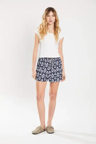 Short Tiro Alto Poplin Rayón Verano Koxis Mujer Midnight