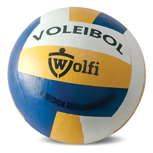Pelota de Vóley Wolfi de Cuero Sintético Amarillo Azul y Blanco · 16873 · foto 01