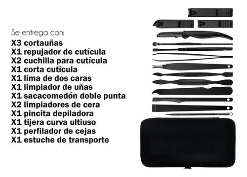 Set Manicura Pedicura Estuche 16 Piezas Corta Uñas Tijera