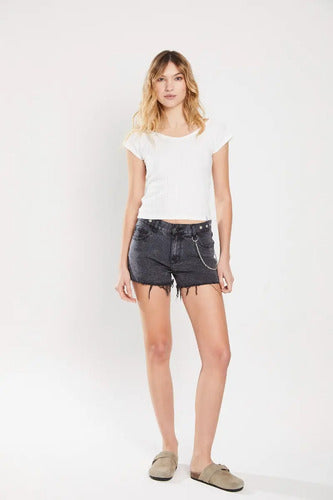 Short Jean Denim Night Black Grey Koxis Mujer Black Grey S