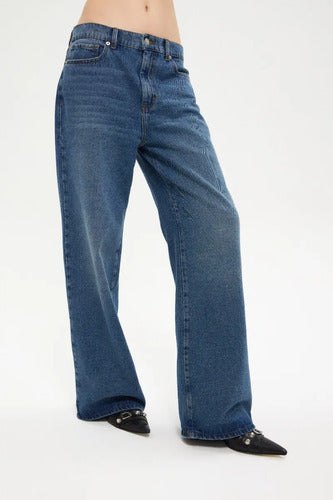 Jean Recto Cher Mix Mujer Algodón Primavera Verano Azul 26