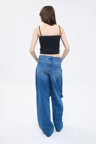 Jean Pollera Loose Skirt Azul Chermix Mujer Algodón Azul 26