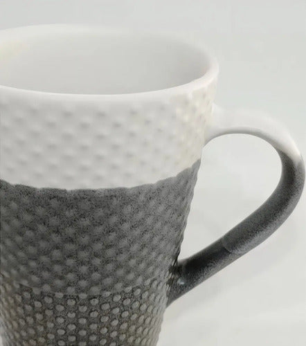Taza Ceramica Tramado Degrade En 3 Colores 440ml 12,5x9 Cm Color Blanco
