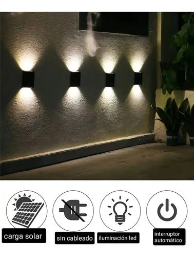 Aplique Led Solar 2p Frío Negro
