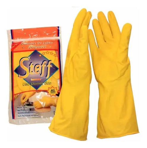 Guantes Latex Lavaplatos Steff Par Talle M Amarillo