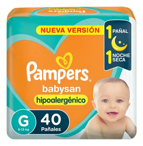 Pampers Babysan Hipoalergénico, Pañales Desechables Talle G 40 Unidades · 17684 · foto 01