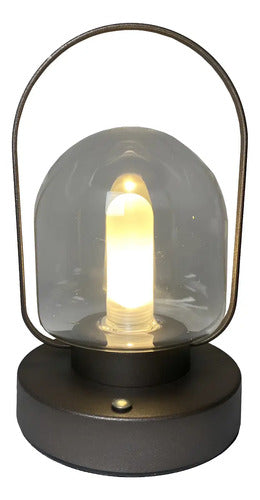 Lampara Candelabro Grafito Velador Mesa Luz Led Usb Gris