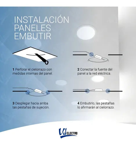 Plafón Led Cvluz Blanco 17cm Empotrable Techo 12w 6500k