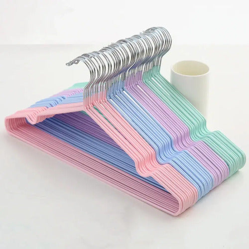 Perchas Antideslizantes De Metal Para Ropa Verde Agua