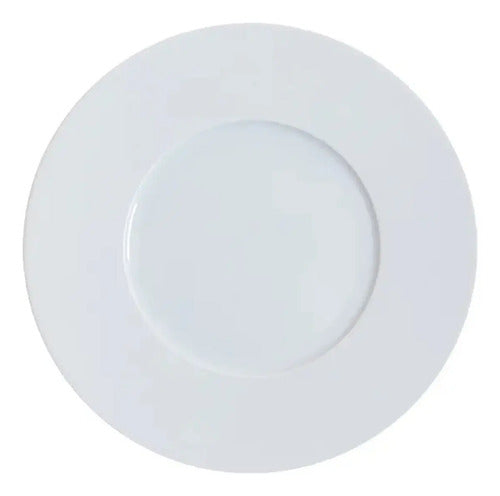 Plato Postre Porcelana Blanca Douz Lineas 23cm Color Blanco