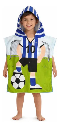 Toallón Infantil Poncho con Capucha Fútbol Playero de Baño · 5202 · foto 01