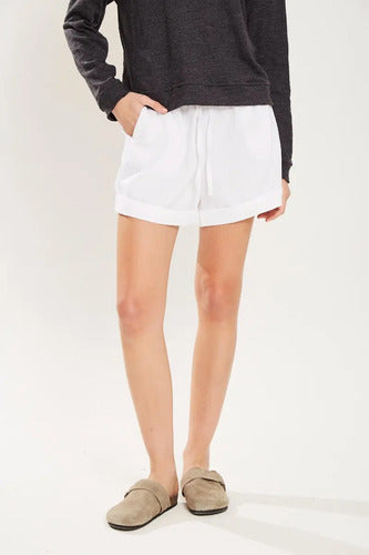 Short Tiro Alto De Lino Con Elastano Koxis Mujer Blanco L