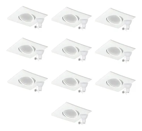 Pack X10 Spot Pvc Embutir Dicroica Led Cuadrado Móvil Techo